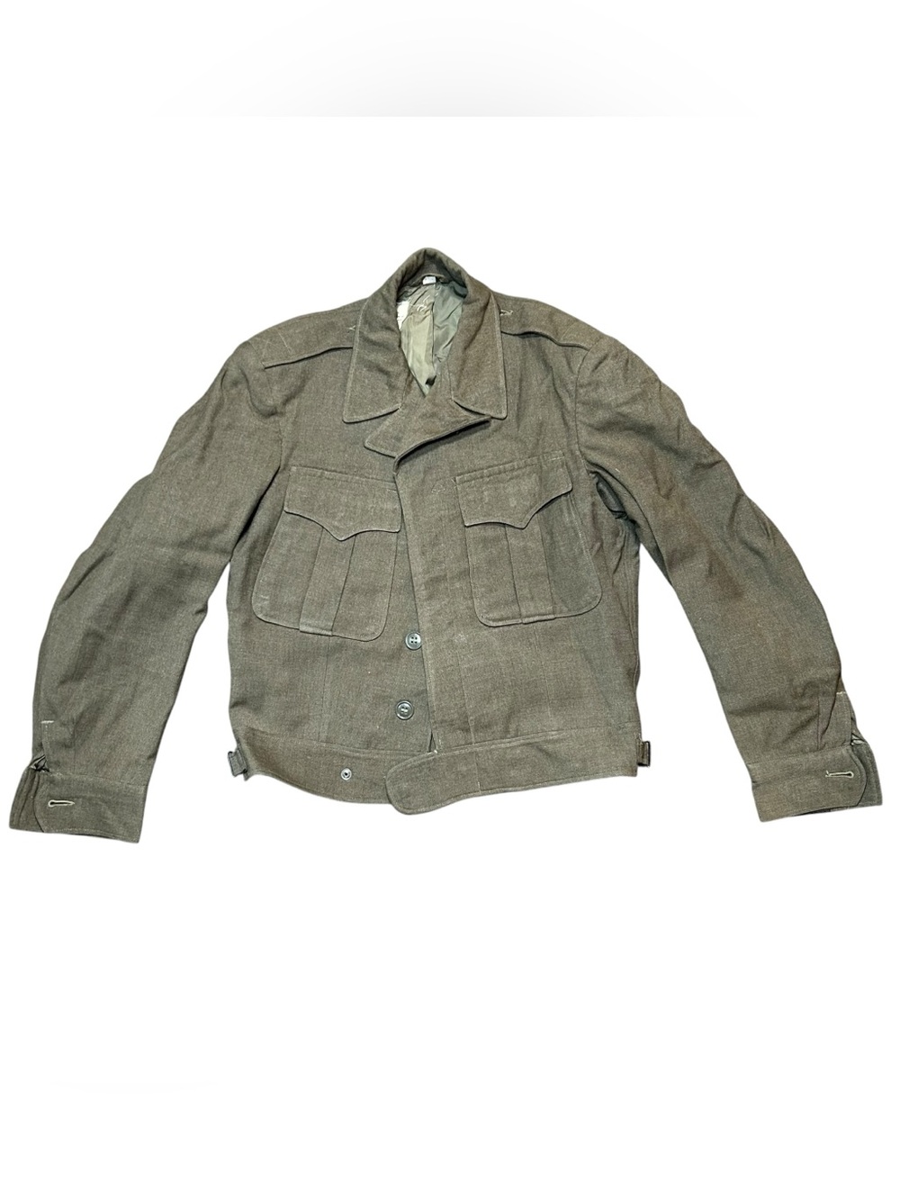 WWII US Army Jacket Mens 36R Olive Drab Field Wool OD Ike Uniform M-1943
